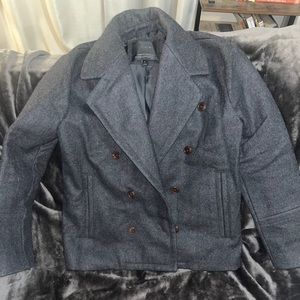 J Crew women charcoal grey pea coat